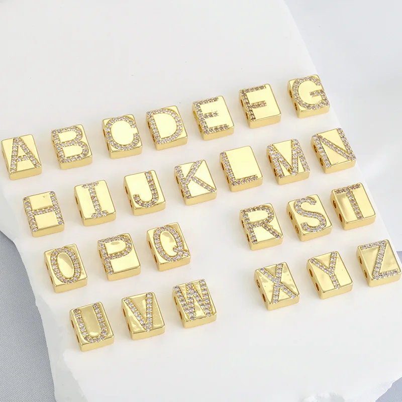 DIY Making Copper Zircon Pave Letter Carved Square Pendants Wholesale Accessories Double Hole 26 pcs Alphabet Letters Name Charm
DIY Making Copper Zircon Pave Letter Carved Square Pendants Wholesale Accessories Double Hole 26 pcs Alphabet Letters Name Charm