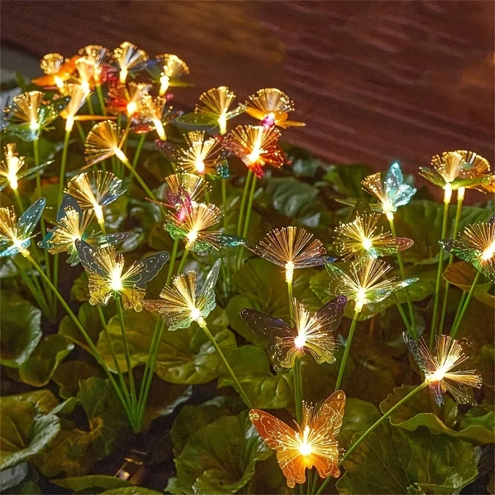 1PC 6head outdoor solar fiber butterfly ground plug light, suitable for garden, courtyard, camping, outdoor party decoration
1PC 6head outdoor solar fiber butterfly ground plug light, suitable for garden, courtyard, camping, outdoor party decoration 