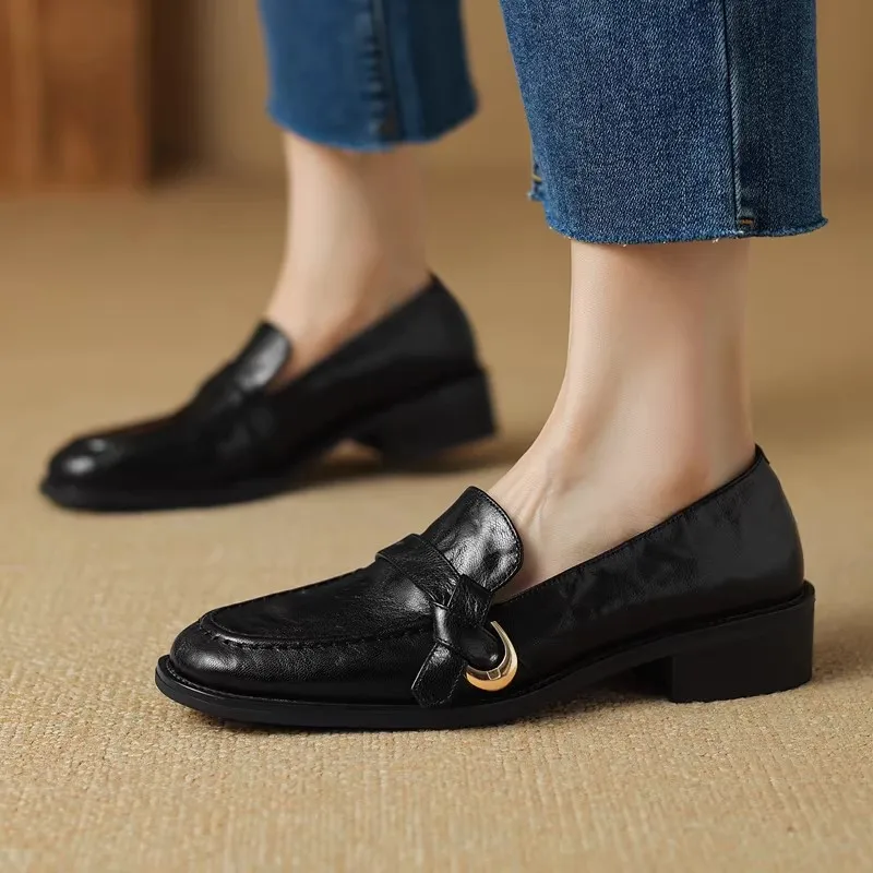 New Women's Shoes Fashion Britain Genuine Leather Loafers for Woman Exquisite Business Dress Shoes Designer Shoes Zapatos Mujer
New Women's Shoes Fashion Britain Genuine Leather Loafers for Woman Exquisite Business Dress Shoes Designer Shoes Zapatos Mujer
