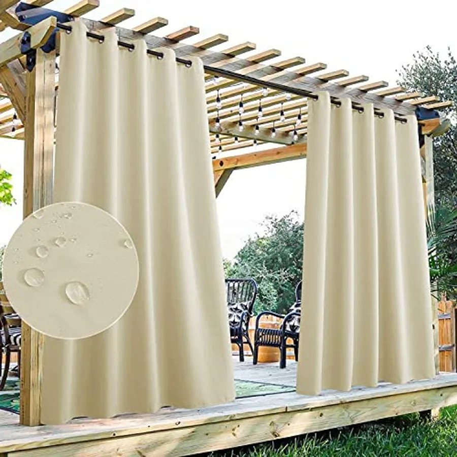 Outdoor Curtains Extra Wide - Outdoor Waterproof Patio Curtains Grommet Top Blackout Thermal Insulated Drapes for Pergola/Sunro
Outdoor Curtains Extra Wide - Outdoor Waterproof Patio Curtains Grommet Top Blackout Thermal Insulated Drapes for Pergola/Sunro