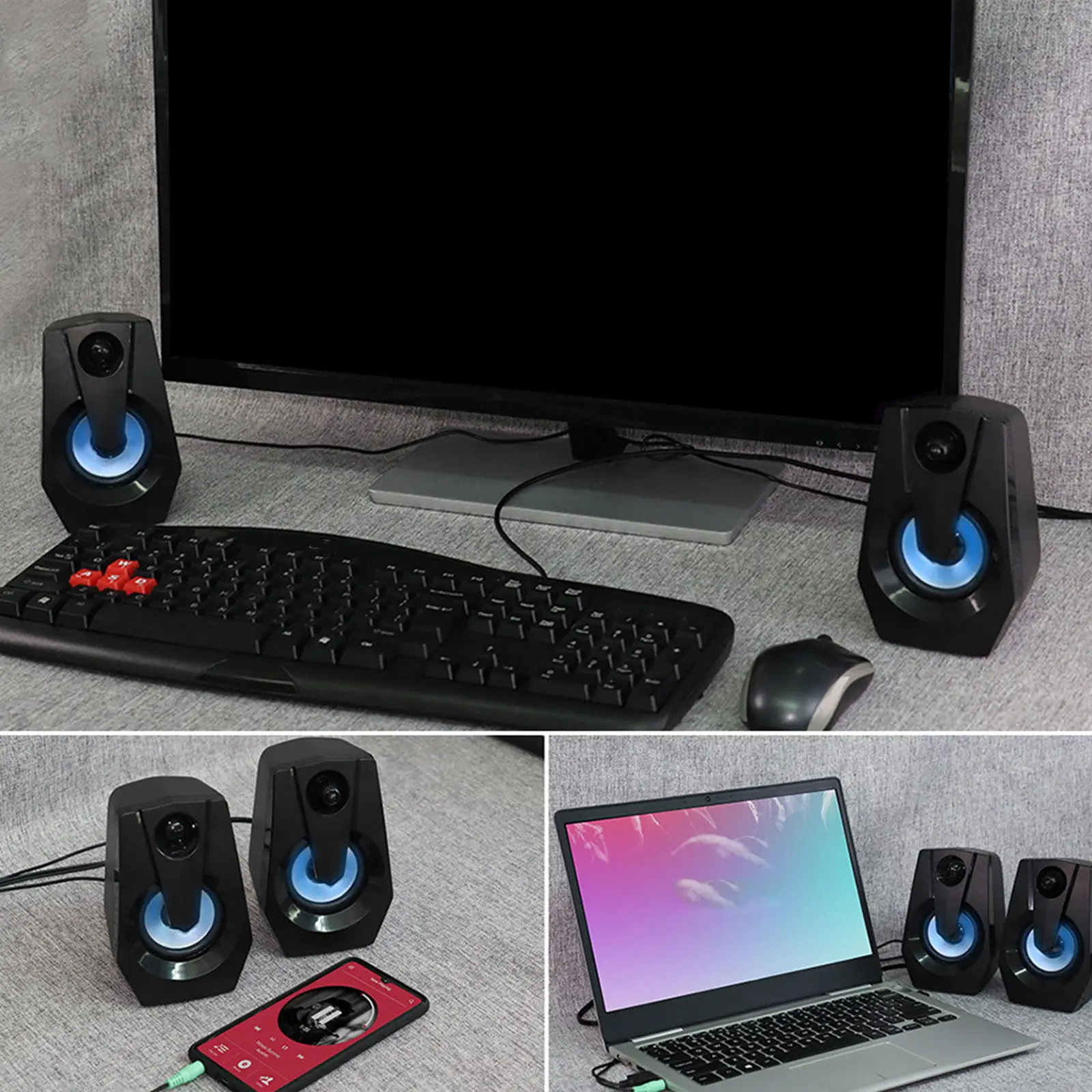 2Pcs Multimedia Bass Speakers Black LED Colorful Light Mini Stereo Audio Computer Soundbar 35Mm Connection Clear Powerful Bass
2Pcs Multimedia Bass Speakers Black LED Colorful Light Mini Stereo Audio Computer Soundbar 35Mm Connection Clear Powerful Bass