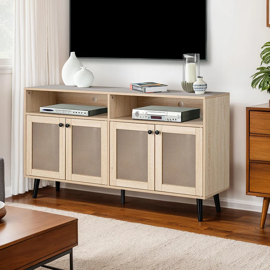 !@Mid-Century Minimalist Wooden TV Stand with Adjustable Storage Tapered Legs Round Knobs Natural Finish for Home Living Room
!@Mid-Century Minimalist Wooden TV Stand with Adjustable Storage Tapered Legs Round Knobs Natural Finish for Home Living Room