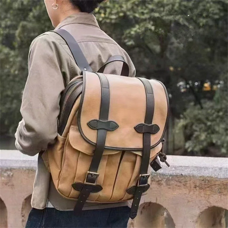 American Retro Style Men's Canvas Backpack Oil Wax Tanned Leather Casual Daily Commuting Bag Travel Backpack Shoulder Bag
American Retro Style Men's Canvas Backpack Oil Wax Tanned Leather Casual Daily Commuting Bag Travel Backpack Shoulder Bag