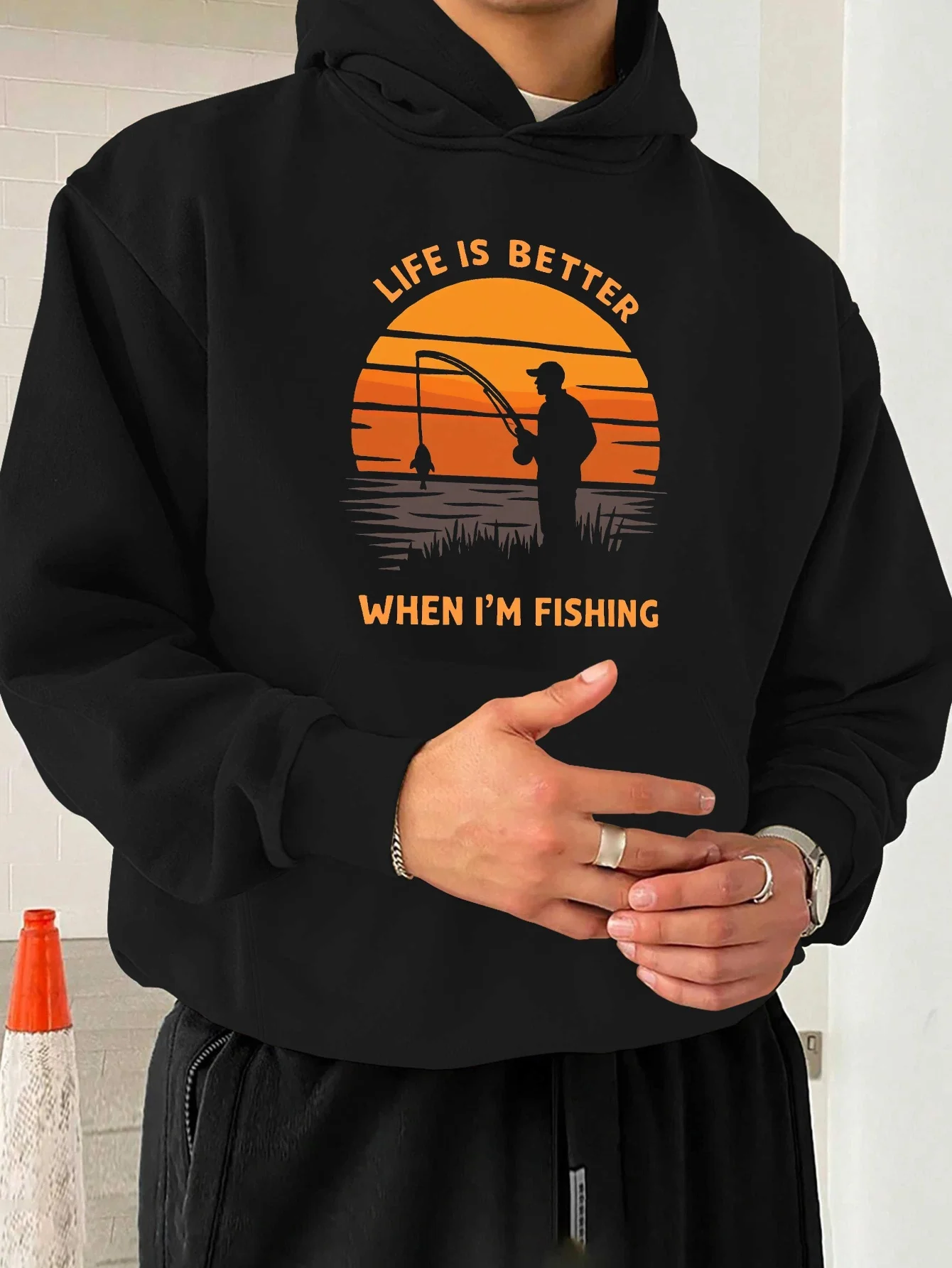 Толстовка с капюшоном - Пуловер с капюшоном с рисунком рыбалки, слоган «Я рыбалка, когда жизнь лучше» - Повседневная верхняя одежда
Толстовка с капюшоном - Пуловер с капюшоном с рисунком рыбалки, слоган «Я рыбалка, когда жизнь лучше» - Повседневная верхняя одежда
