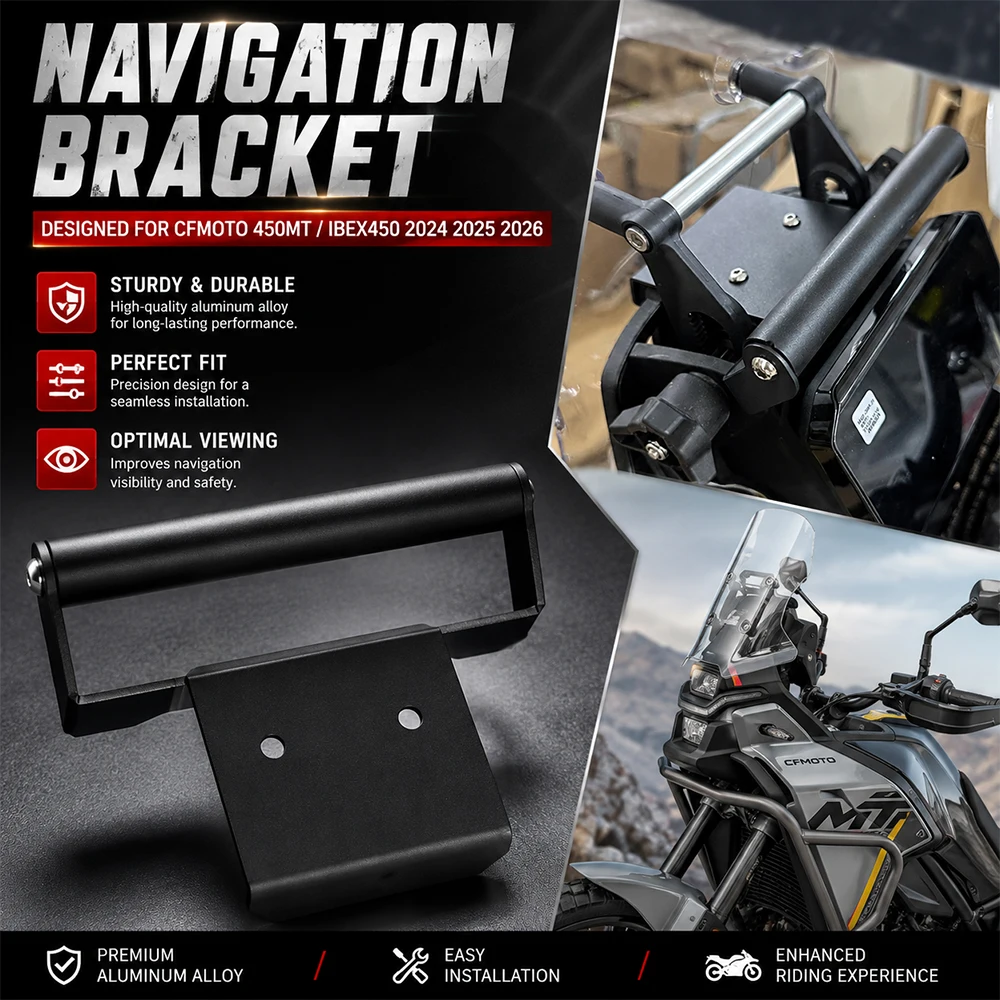 450MT Motorbike Accessories GPS Mount Cellphone Navigation Mounting Bar Extension Bracket For CFMOTO 450MT IBEX450 2024-2026
450MT Motorbike Accessories GPS Mount Cellphone Navigation Mounting Bar Extension Bracket For CFMOTO 450MT IBEX450 2024-2026