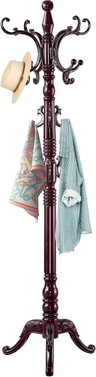 Wooden Classic Coat Rack Stand, Solid Wood Coat Rack Freestanding with 14 Hooks, Vintage Coat Racks with Sturdy Triangle
Wooden Classic Coat Rack Stand, Solid Wood Coat Rack Freestanding with 14 Hooks, Vintage Coat Racks with Sturdy Triangle