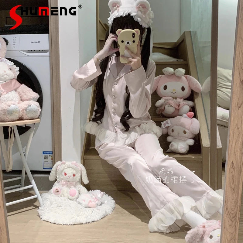 Pure Desire Ice Silk Pajamas Sweet Girl Sexy Satin High End Long Sleeve Sleep Set Women's High Street Long Pants Homewear Suits
Pure Desire Ice Silk Pajamas Sweet Girl Sexy Satin High End Long Sleeve Sleep Set Women's High Street Long Pants Homewear Suits