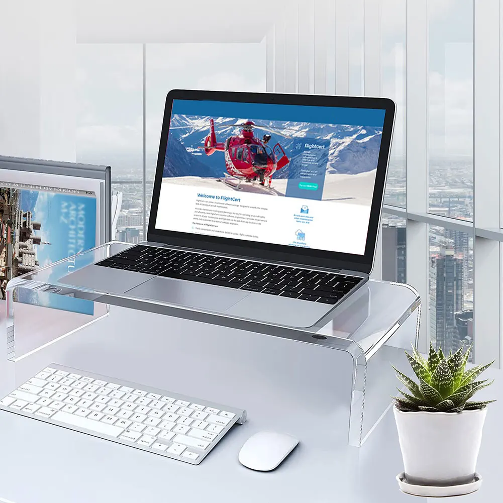 Acrylic Monitor Stand Clear Monitor Riser Desk Computer Stand Laptop/PC/Multimedia Monitor Stand for Home Office
