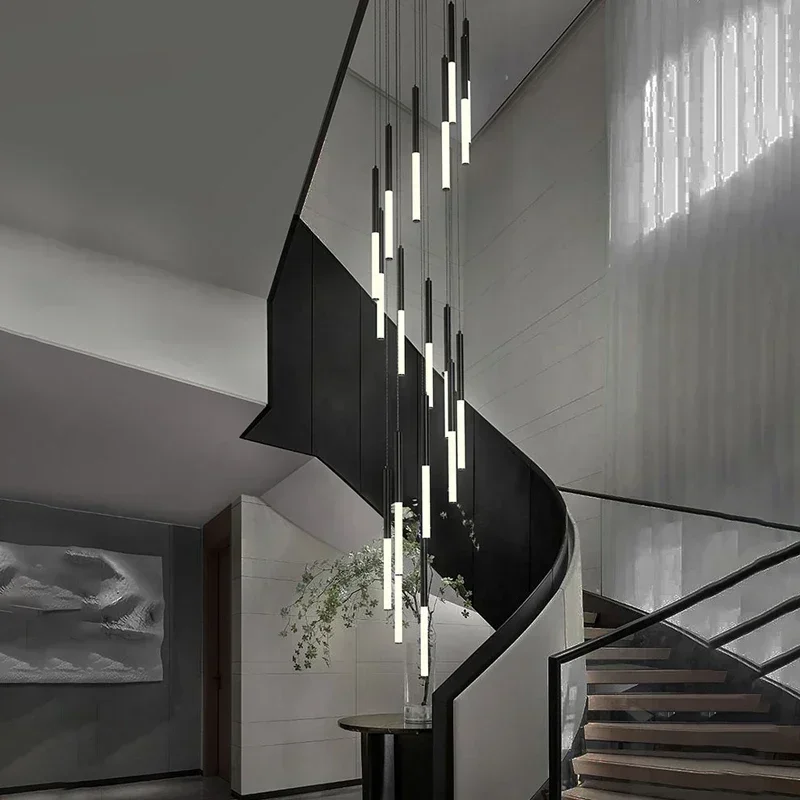 Loft Black Hanging Chandelier Minimalism LED Ceiling Chandelier Hanging Lamps for Living Room Long Stair Pendant Lights
Loft Black Hanging Chandelier Minimalism LED Ceiling Chandelier Hanging Lamps for Living Room Long Stair Pendant Lights