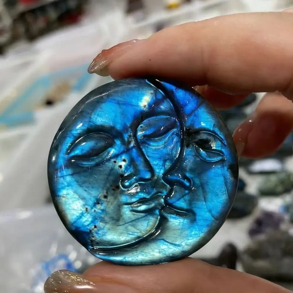 Natural Crystal Carved Labradorite Sun and Moon Fengshui Statue Original Stone Gemstones Figurine Crafts Home Desktop Gift
Natural Crystal Carved Labradorite Sun and Moon Fengshui Statue Original Stone Gemstones Figurine Crafts Home Desktop Gift