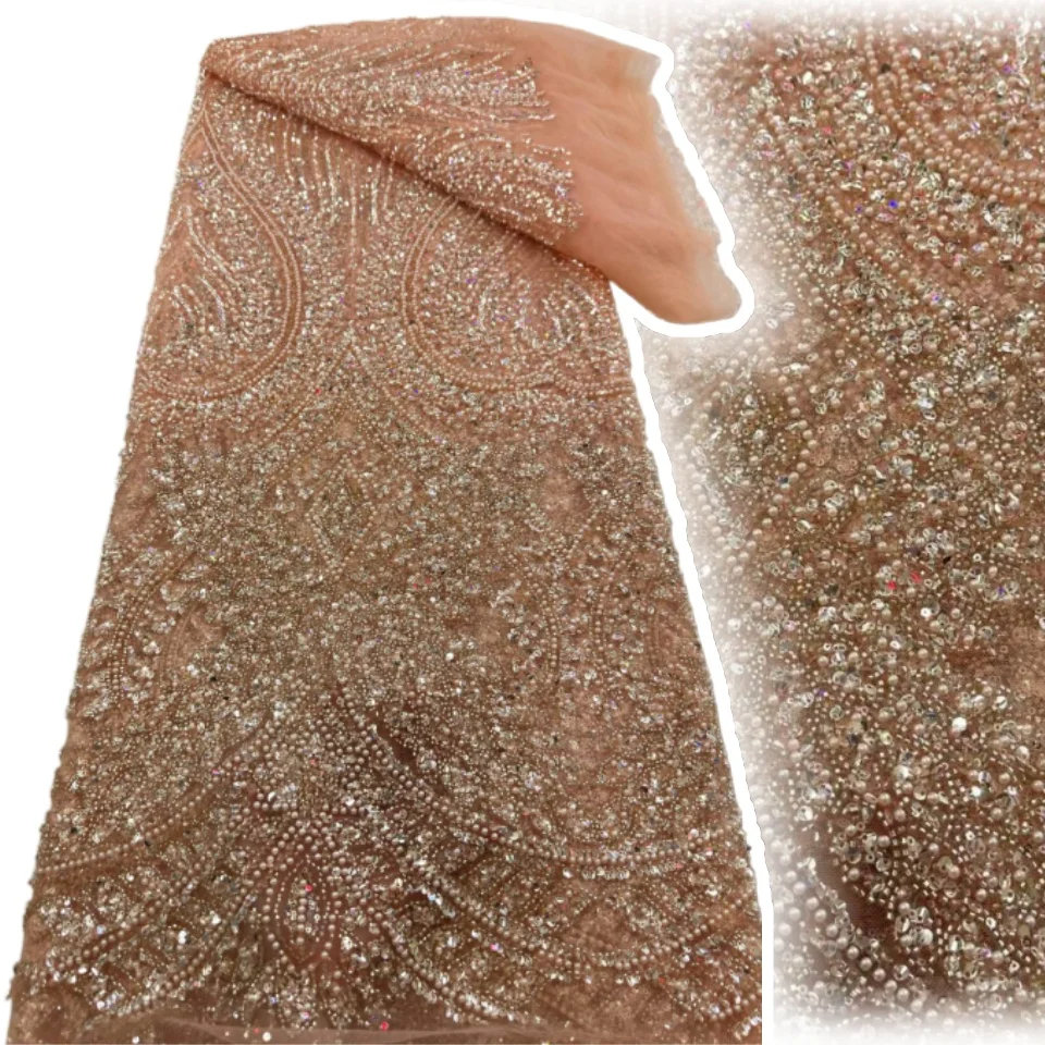 Elegant New Design Nigerian Handmade Heavy Beaded Lace Luxury African French Sequins Lace For Women Party Dress Sewing 2611
Elegant New Design Nigerian Handmade Heavy Beaded Lace Luxury African French Sequins Lace For Women Party Dress Sewing 2611