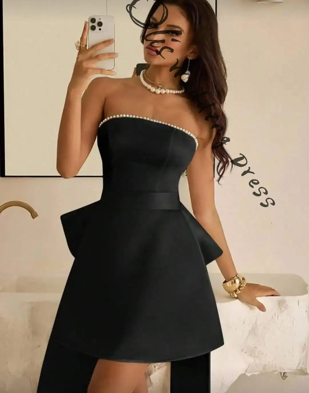 customized Sleeveless Strapless Prom Dresses Pearls Pleated Bow Short Party Dresses Evening Dresses
customized Sleeveless Strapless Prom Dresses Pearls Pleated Bow Short Party Dresses Evening Dresses