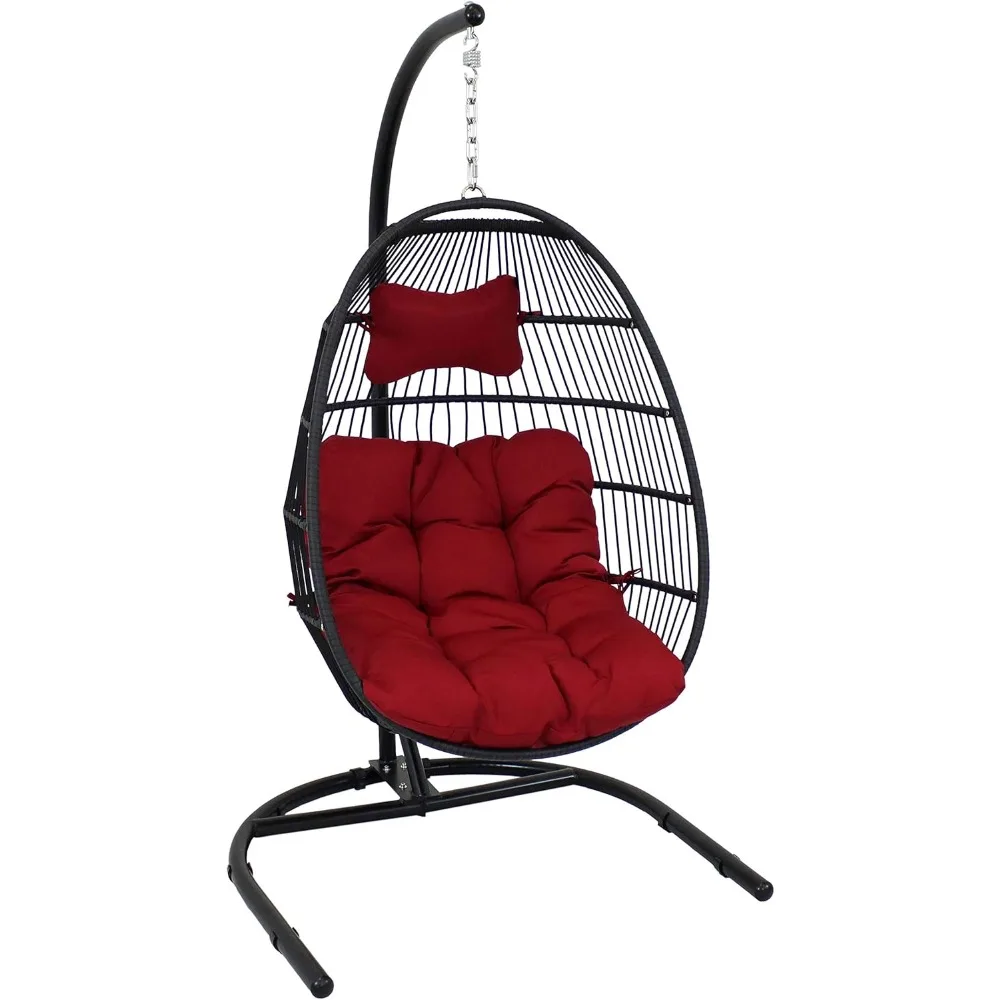 Julia Hanging Egg Chair with Red Cushions - Black Polyethylene Wicker Frame with Steel Stand - 76 Inches Tall
Julia Hanging Egg Chair with Red Cushions - Black Polyethylene Wicker Frame with Steel Stand - 76 Inches Tall