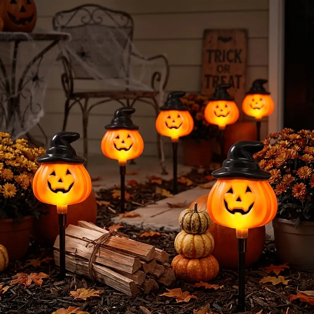 Halloween Pumpkin Stake Lights Outdoor Solar LED Garden Pathway Yard Decoration 1-to-5 Jack O Lantern Lawn Lights
Halloween Pumpkin Stake Lights Outdoor Solar LED Garden Pathway Yard Decoration 1-to-5 Jack O Lantern Lawn Lights