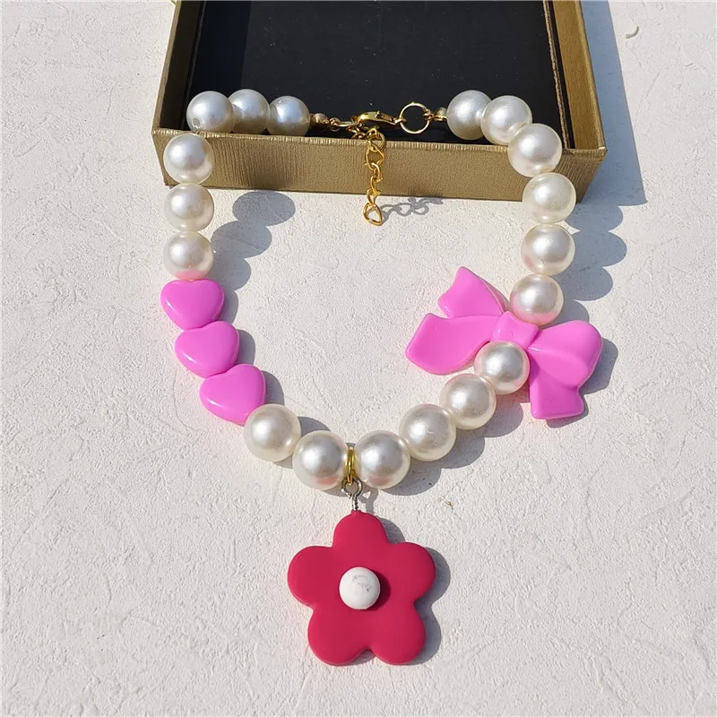 New Handmade Pearl Pet Collar Candy Colored Flower Pendant Adjustable Neck Size for Dog Cat Jewelry Decoration Accessories
New Handmade Pearl Pet Collar Candy Colored Flower Pendant Adjustable Neck Size for Dog Cat Jewelry Decoration Accessories