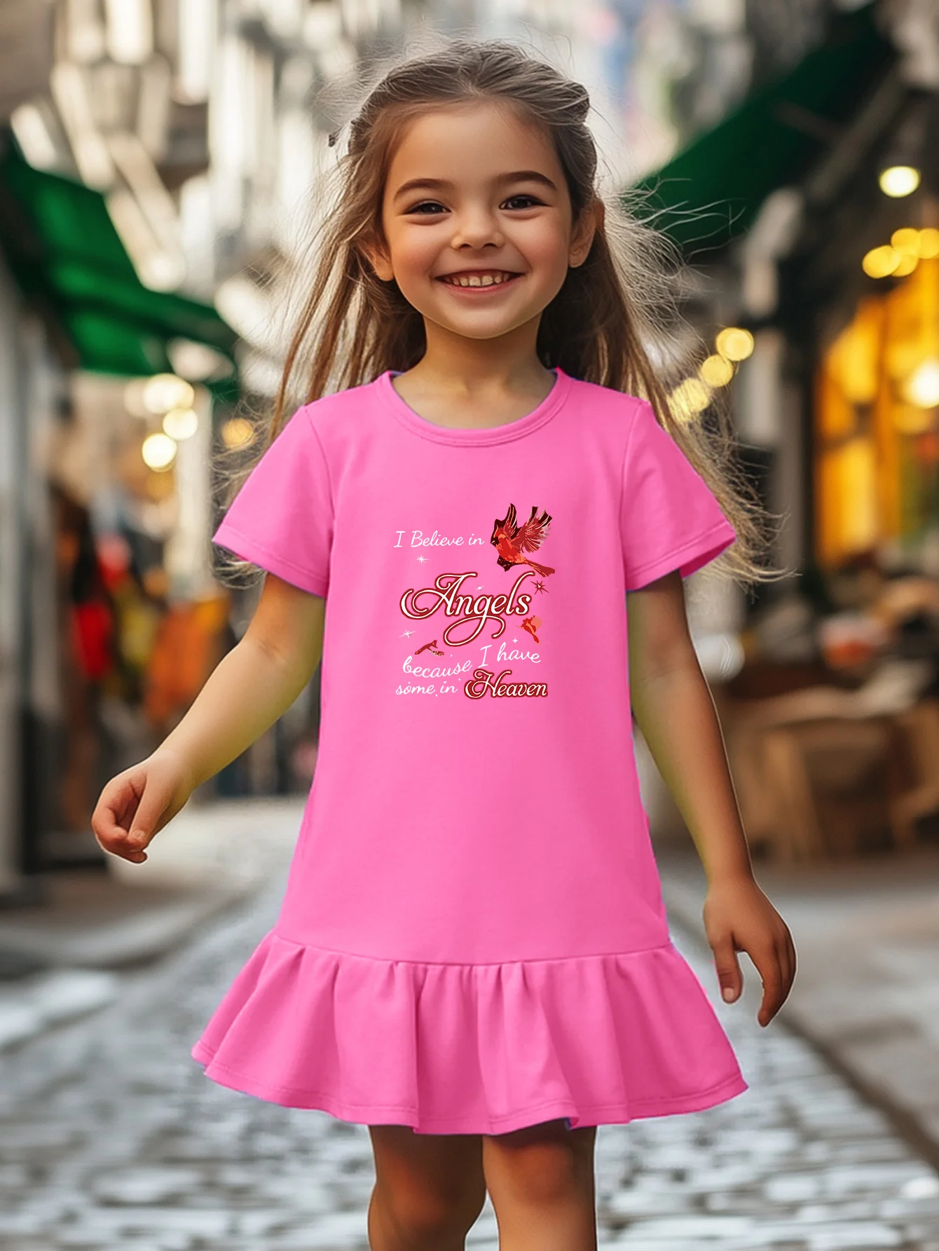Girls' summer casual dress with English and animal print design, full of vitality with ruffled hem skirt, soft and breathable
Girls' summer casual dress with English and animal print design, full of vitality with ruffled hem skirt, soft and breathable