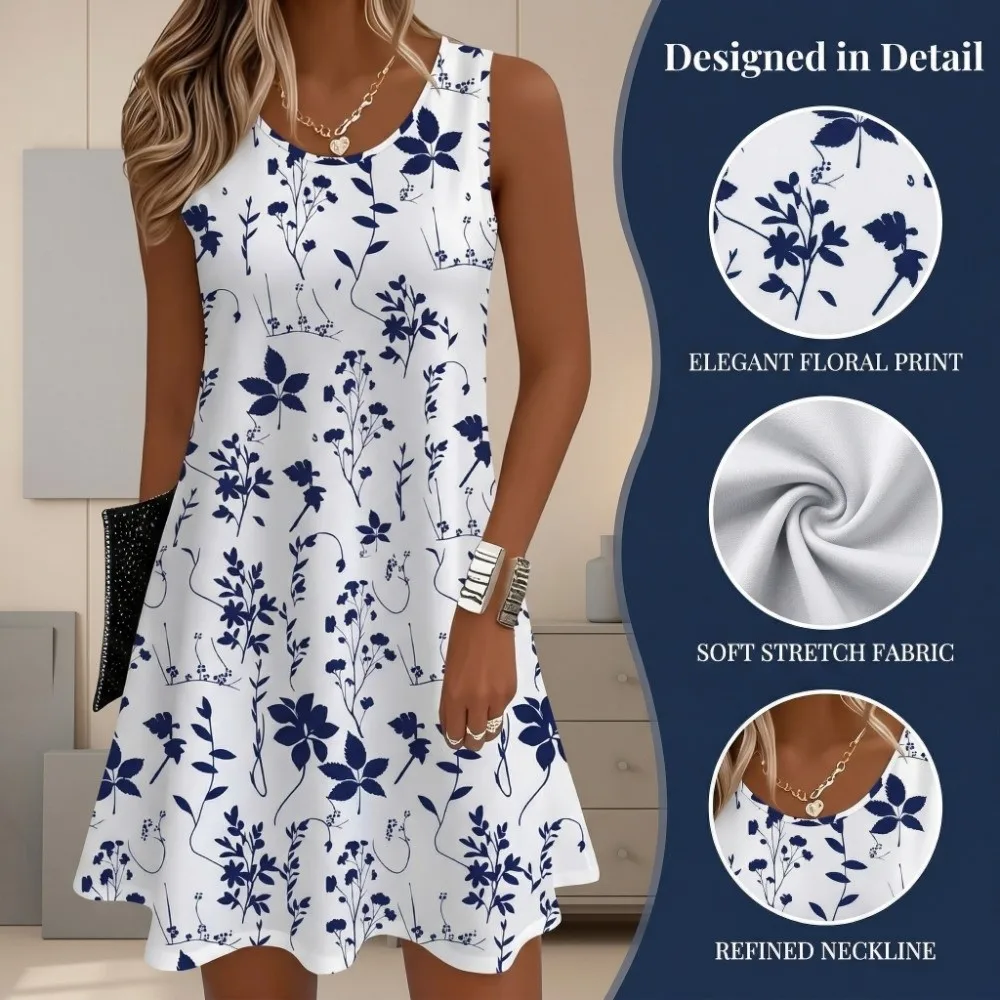 Trendy Loose Fit Women's Summer Dresses Floral Print Casual Sleeveless Dress Round Neck A Line Tank Sundress Street Wear
Trendy Loose Fit Women's Summer Dresses Floral Print Casual Sleeveless Dress Round Neck A Line Tank Sundress Street Wear