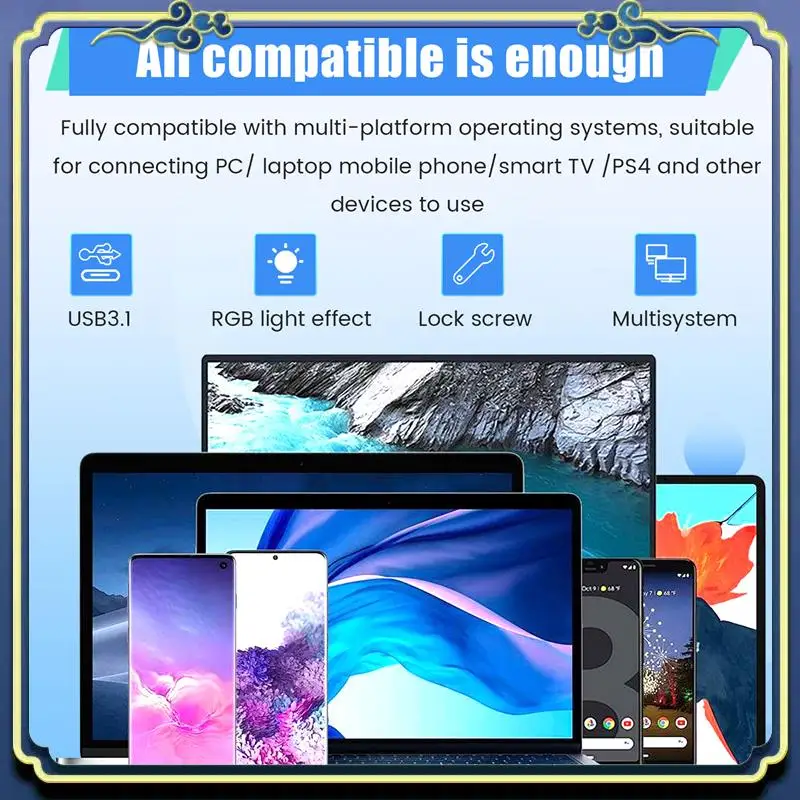 Портативный корпус для жесткого диска M.2 SSD NGFF RGB Cool Light Многофункциональный удобный корпус для жесткого диска
Портативный корпус для жесткого диска M.2 SSD NGFF RGB Cool Light Многофункциональный удобный корпус для жесткого диска