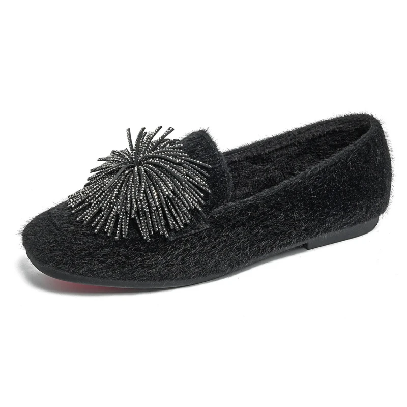 Shiny Crystal Tassel Decorated Flat Loafers Women Fall Warm Plush Fluffy Low Heel Pumps Light Soft Sole Comfortable Women Shoes
Shiny Crystal Tassel Decorated Flat Loafers Women Fall Warm Plush Fluffy Low Heel Pumps Light Soft Sole Comfortable Women Shoes