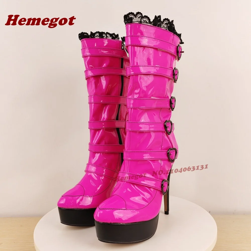 Розовые ботинки до середины икры на платформе с пряжками, женские ботинки в стиле пэчворк с воздушной сеткой и боковой молнией, зимние ботинки на шпильке, глянцевая обувь для подиума
Розовые ботинки до середины икры на платформе с пряжками, женские ботинки в стиле пэчворк с воздушной сеткой и боковой молнией, зимние ботинки на шпильке, глянцевая обувь для подиума