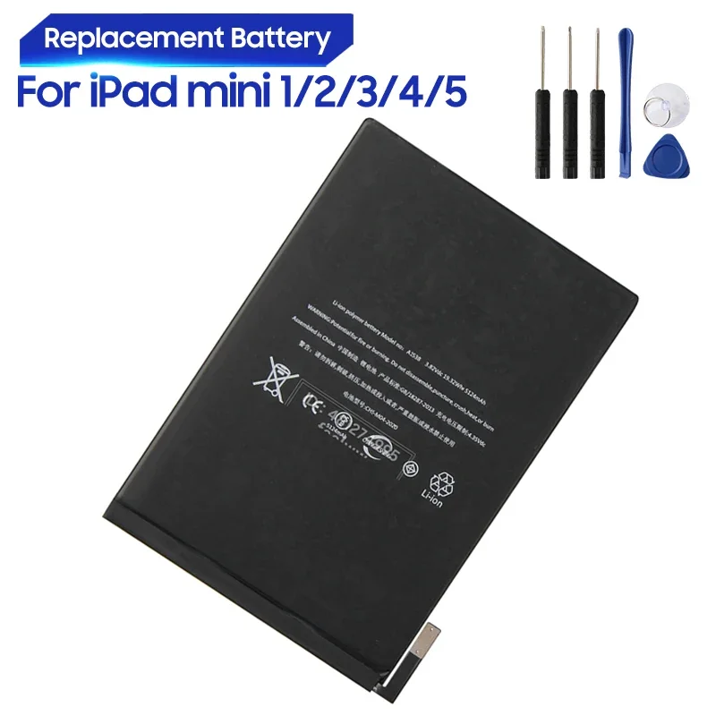 Replacement Battery A1445 A1512 A1538 A2114 For iPad mini 1 Ipad mini 2/3 A1489 A1490 A1599 Ipad mini 4 Ipad mini 5 A2133 A2124
Replacement Battery A1445 A1512 A1538 A2114 For iPad mini 1 Ipad mini 2/3 A1489 A1490 A1599 Ipad mini 4 Ipad mini 5 A2133 A2124