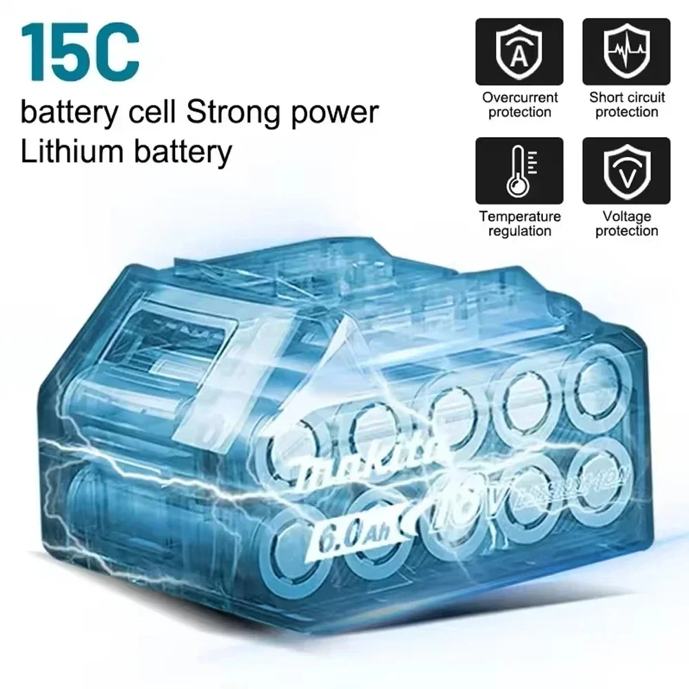 100% Genuine Makita 6Ah for Makita 18V Battery BL1860B BL1840 BL1830B BL1850B BL1860 BL1815 Replacement Lithium Battery
100% Genuine Makita 6Ah for Makita 18V Battery BL1860B BL1840 BL1830B BL1850B BL1860 BL1815 Replacement Lithium Battery
