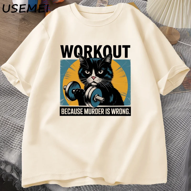 Workout Because Murder Is Wrong T-Shirt Training Fitness Exercise T Shirts Oversized Tees Funny Cat Printed Tshirt Vintage Tops
Workout Because Murder Is Wrong T-Shirt Training Fitness Exercise T Shirts Oversized Tees Funny Cat Printed Tshirt Vintage Tops