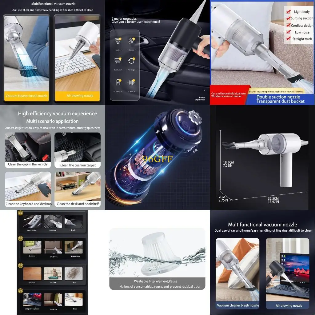96GF 2in 1 Cordless Handheld Vacuum Air Duster Car Vacuum Cleaner for Home Office Car
96GF 2in 1 Cordless Handheld Vacuum Air Duster Car Vacuum Cleaner for Home Office Car