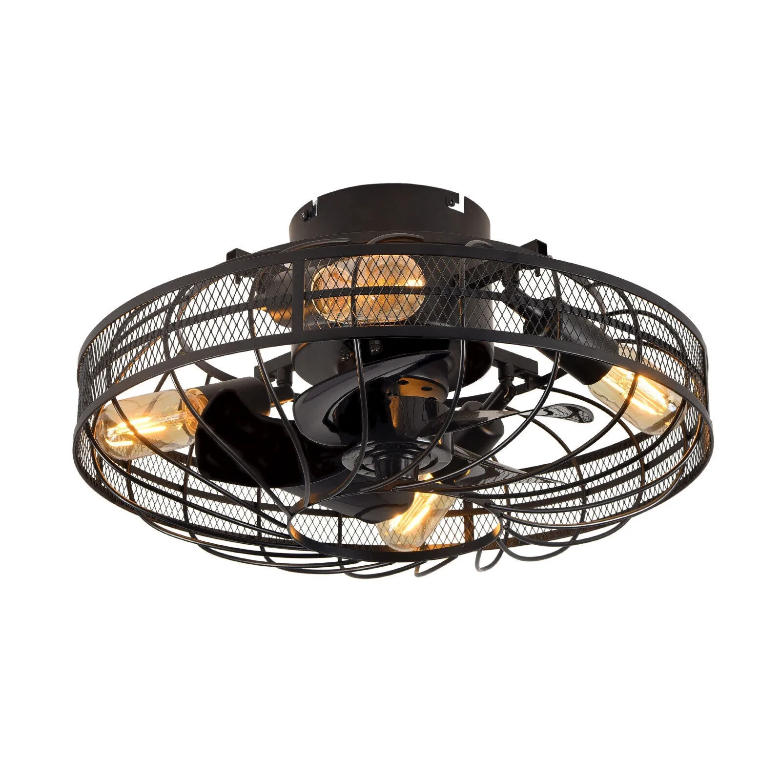 US 20" Rustic Caged Ceiling Light Fan Farmhouse Flush Mount Chandelier with Remote
US 20" Rustic Caged Ceiling Light Fan Farmhouse Flush Mount Chandelier with Remote