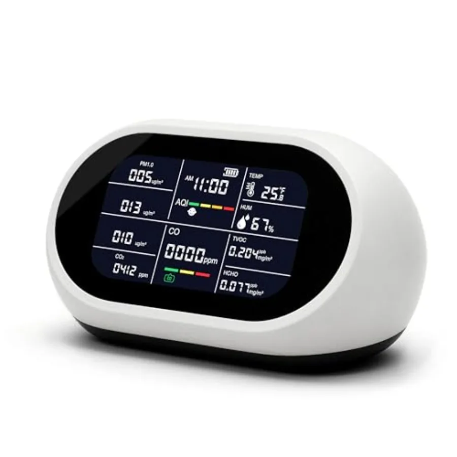 11 in 1 Air Quality Monitor IndoorPortable CO Detector Real-Time for CO2 AQI PM1.0 PM2.5 PM10 TVOC HCHO and Others Home Hotel O
11 in 1 Air Quality Monitor IndoorPortable CO Detector Real-Time for CO2 AQI PM1.0 PM2.5 PM10 TVOC HCHO and Others Home Hotel O