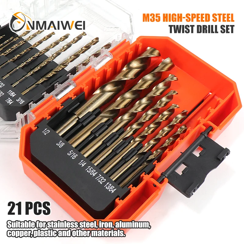 M35 5% Cobalt Metric Drill Bits Set(3mm-13mm/21pcs)Straight Shank Drill Bits,Metal Twist Drill Bits for Hard Metal and Cast Iron
M35 5% Cobalt Metric Drill Bits Set(3mm-13mm/21pcs)Straight Shank Drill Bits,Metal Twist Drill Bits for Hard Metal and Cast Iron
