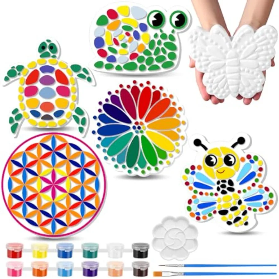 6 Pack Stepping Stone Ceramic Kit for Paint Your Own Plaster Stones Arts and Crafts Handprint Garden and Spring DIY Craft Potte
6 Pack Stepping Stone Ceramic Kit for Paint Your Own Plaster Stones Arts and Crafts Handprint Garden and Spring DIY Craft Potte