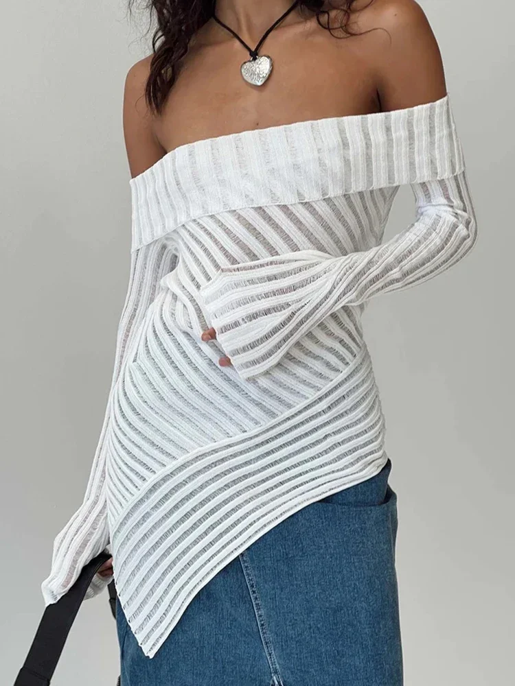 Off-shoulder Backless White T-shirt Women 2024 Autumn Winter New Irregular Backless Long Sleeve Sexy Tee Shirt Tops
Off-shoulder Backless White T-shirt Women 2024 Autumn Winter New Irregular Backless Long Sleeve Sexy Tee Shirt Tops