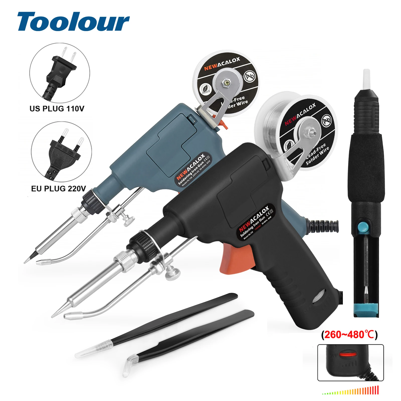Toolour Soldering Iron Kit 60W Auto Feed Soldering Kit with Adjustable Temperature, Wire, Pump,Tweezers for Electronic Repair
Toolour Soldering Iron Kit 60W Auto Feed Soldering Kit with Adjustable Temperature, Wire, Pump,Tweezers for Electronic Repair