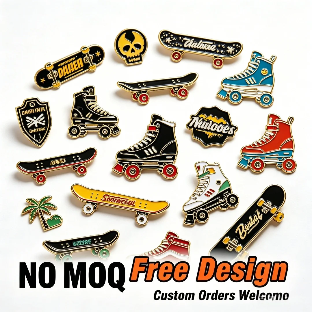 Custom Skateboard Enamel Lapel Pins, Roller Skate Skateboarder Metal Brooch, Custom Logo Sport Badge No MOQ
Custom Skateboard Enamel Lapel Pins, Roller Skate Skateboarder Metal Brooch, Custom Logo Sport Badge No MOQ