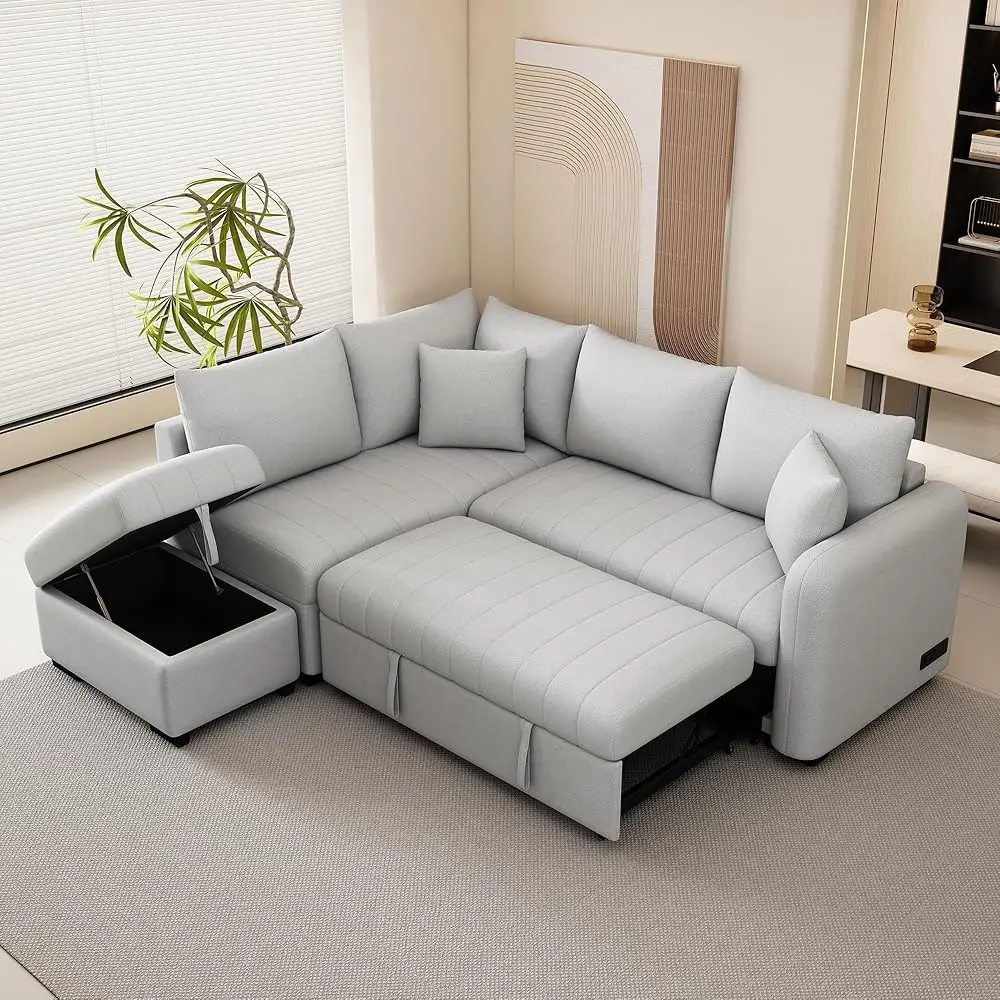 Sofa Bed Sleeper Couch L Shaped Sofa With Storage Ottoman, L-Shape Sectional Couch With 2 Usb Ports, 2 Power Sockets For Living
Sofa Bed Sleeper Couch L Shaped Sofa With Storage Ottoman, L-Shape Sectional Couch With 2 Usb Ports, 2 Power Sockets For Living