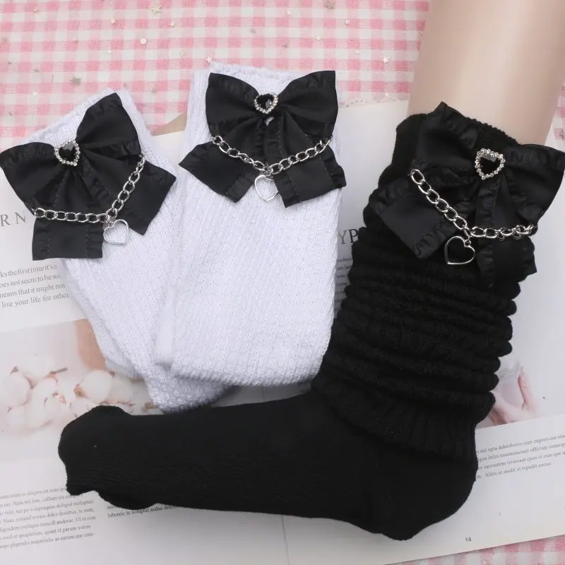 Женские носки в стиле Harajuku Y2K с рюшами, цепочкой и бантом, до колена, зимние, милые, очаровательные, Jiraikei
Женские носки в стиле Harajuku Y2K с рюшами, цепочкой и бантом, до колена, зимние, милые, очаровательные, Jiraikei