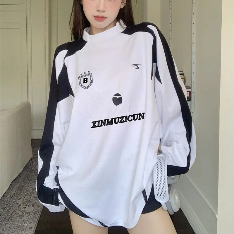Vintage Letter Printing T Shirts Women Y2K Autumn Korean Hip Hop Streetwear Patchwork Long Sleeve Top Loose O Neck Baseball Tees
Vintage Letter Printing T Shirts Women Y2K Autumn Korean Hip Hop Streetwear Patchwork Long Sleeve Top Loose O Neck Baseball Tees