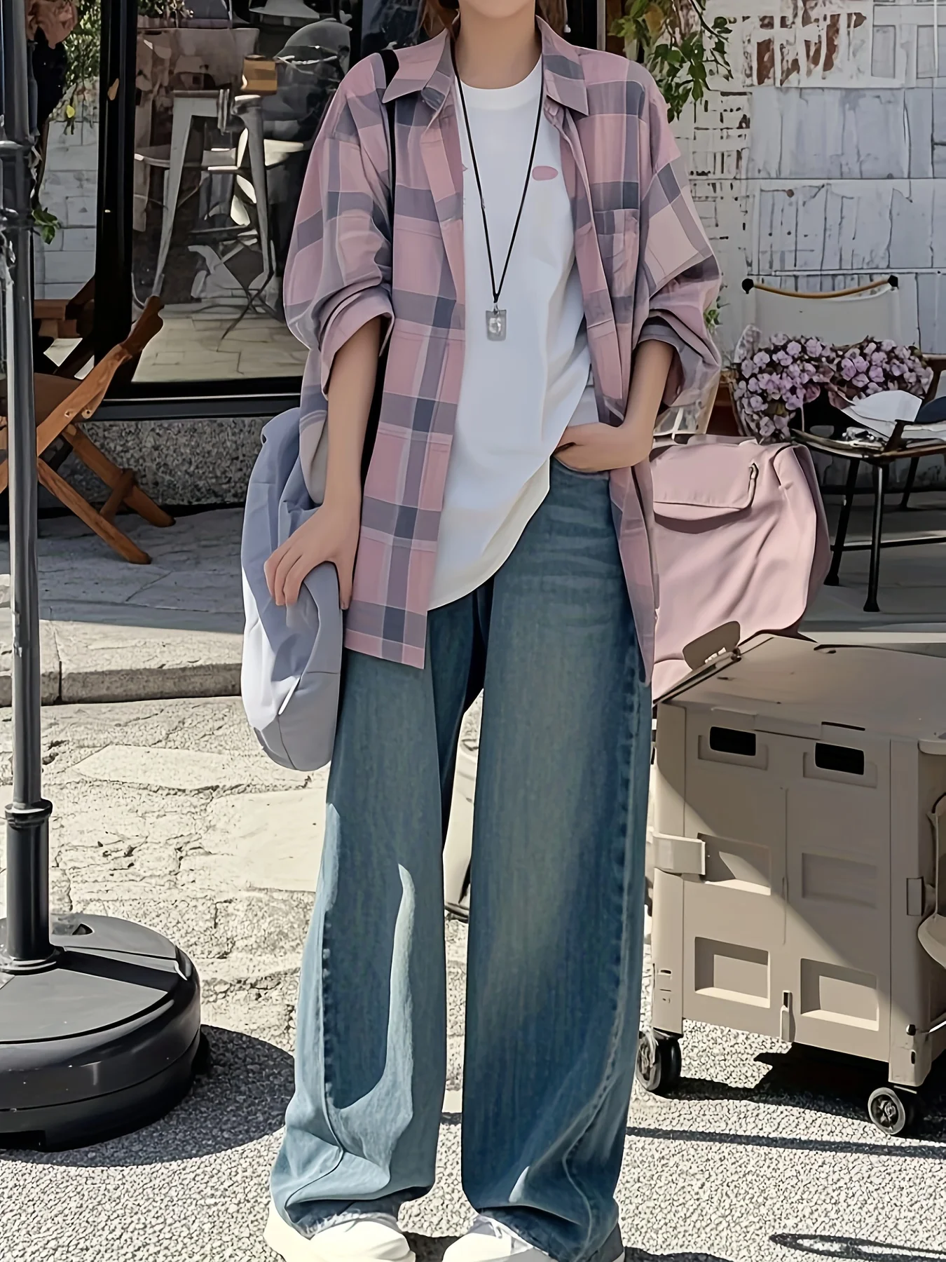 Women's Pink And Gray Plaid Loose Casual Shirt Turn-down Collar Classic Checkered Top for Office And Weekend Wear
Women's Pink And Gray Plaid Loose Casual Shirt Turn-down Collar Classic Checkered Top for Office And Weekend Wear