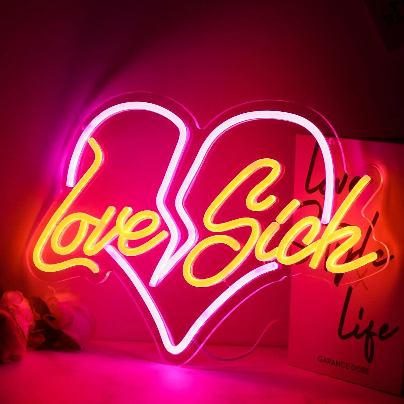 Love Sick neon sign, USB powered, with dimmable switch, suitable for bedrooms, weddings and personalized home decoration
Love Sick neon sign, USB powered, with dimmable switch, suitable for bedrooms, weddings and personalized home decoration