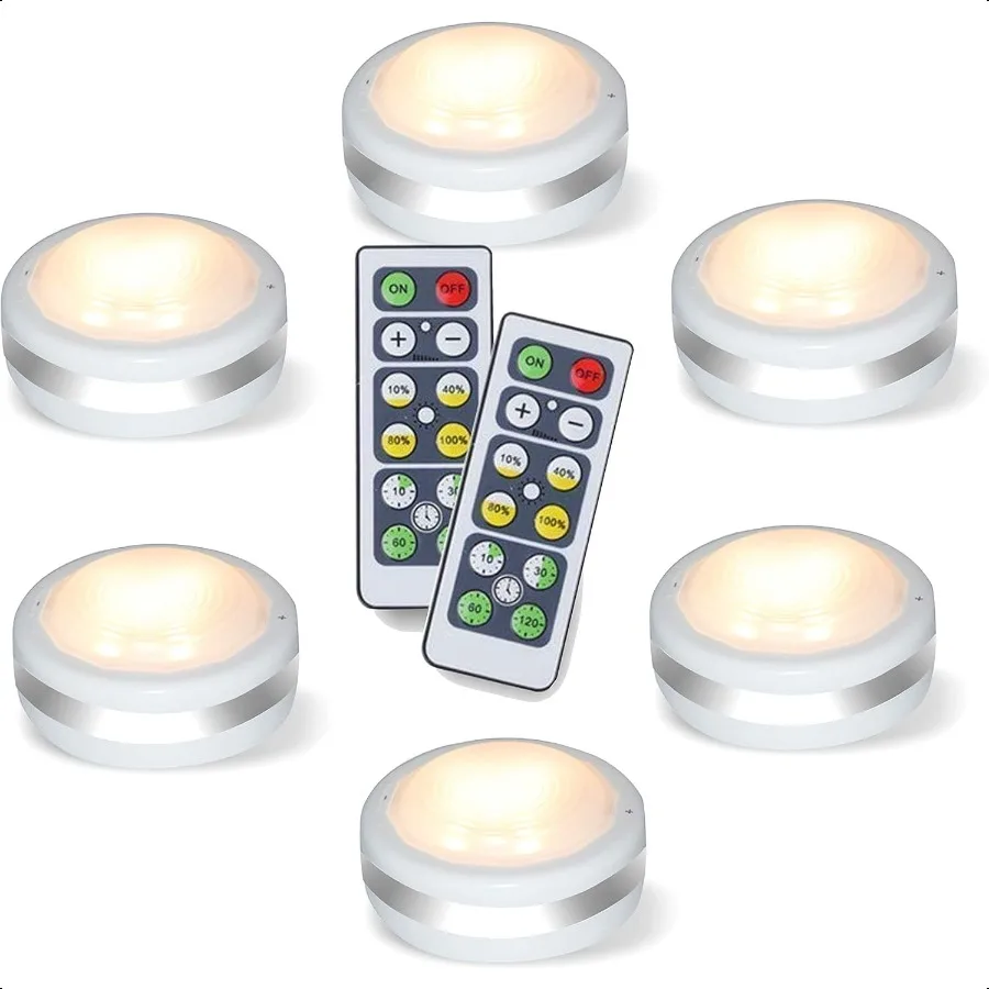 Puck Lights Battery Operated Light with Remote Control Led Under Cabinet Lighting Wireless Dimmable Closet Lights Natural White
Puck Lights Battery Operated Light with Remote Control Led Under Cabinet Lighting Wireless Dimmable Closet Lights Natural White