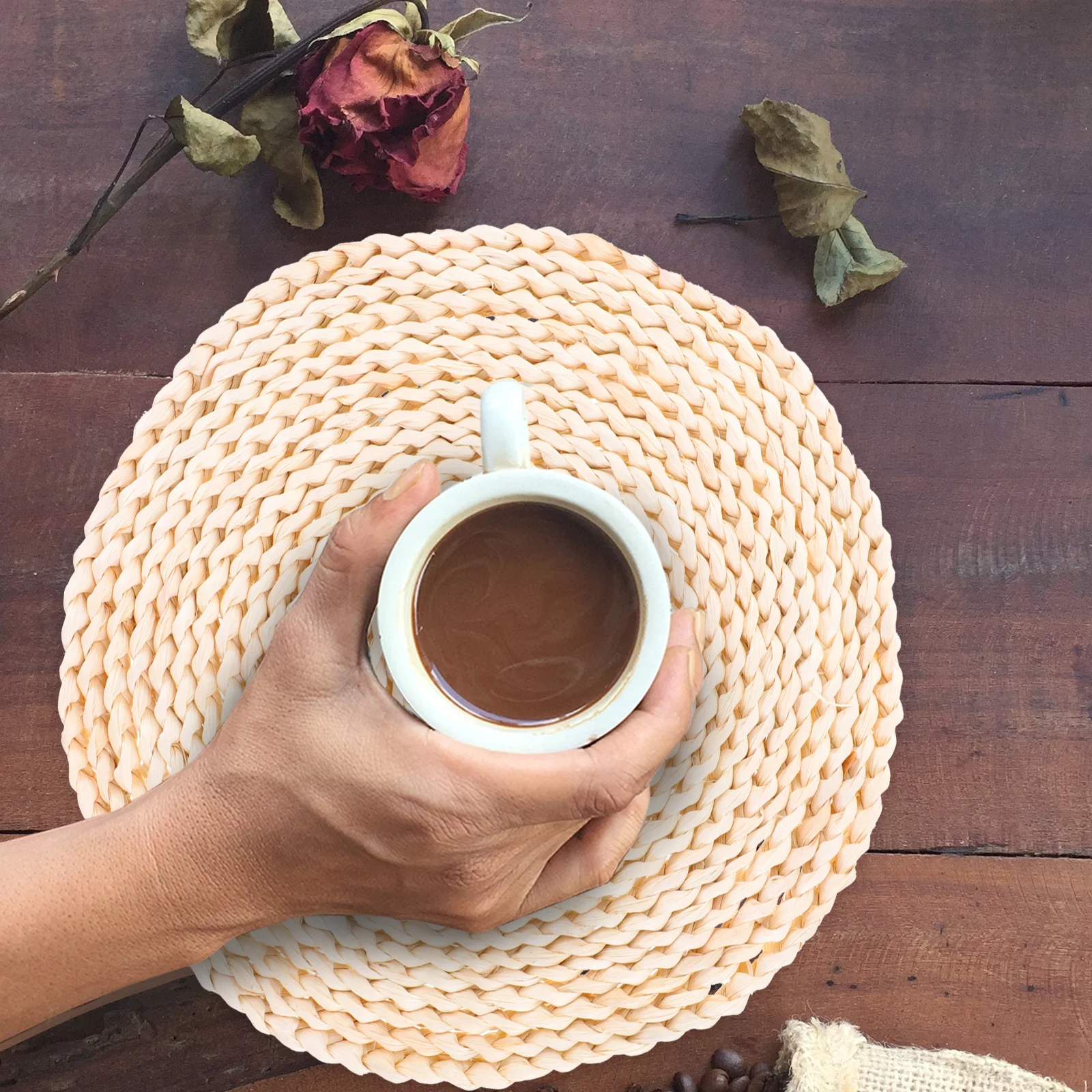 Corn Husk Braided Woven Placemat Large Round Heat Resistant Dining Table Cutlery Mat Household Rustic Table Decor
Corn Husk Braided Woven Placemat Large Round Heat Resistant Dining Table Cutlery Mat Household Rustic Table Decor