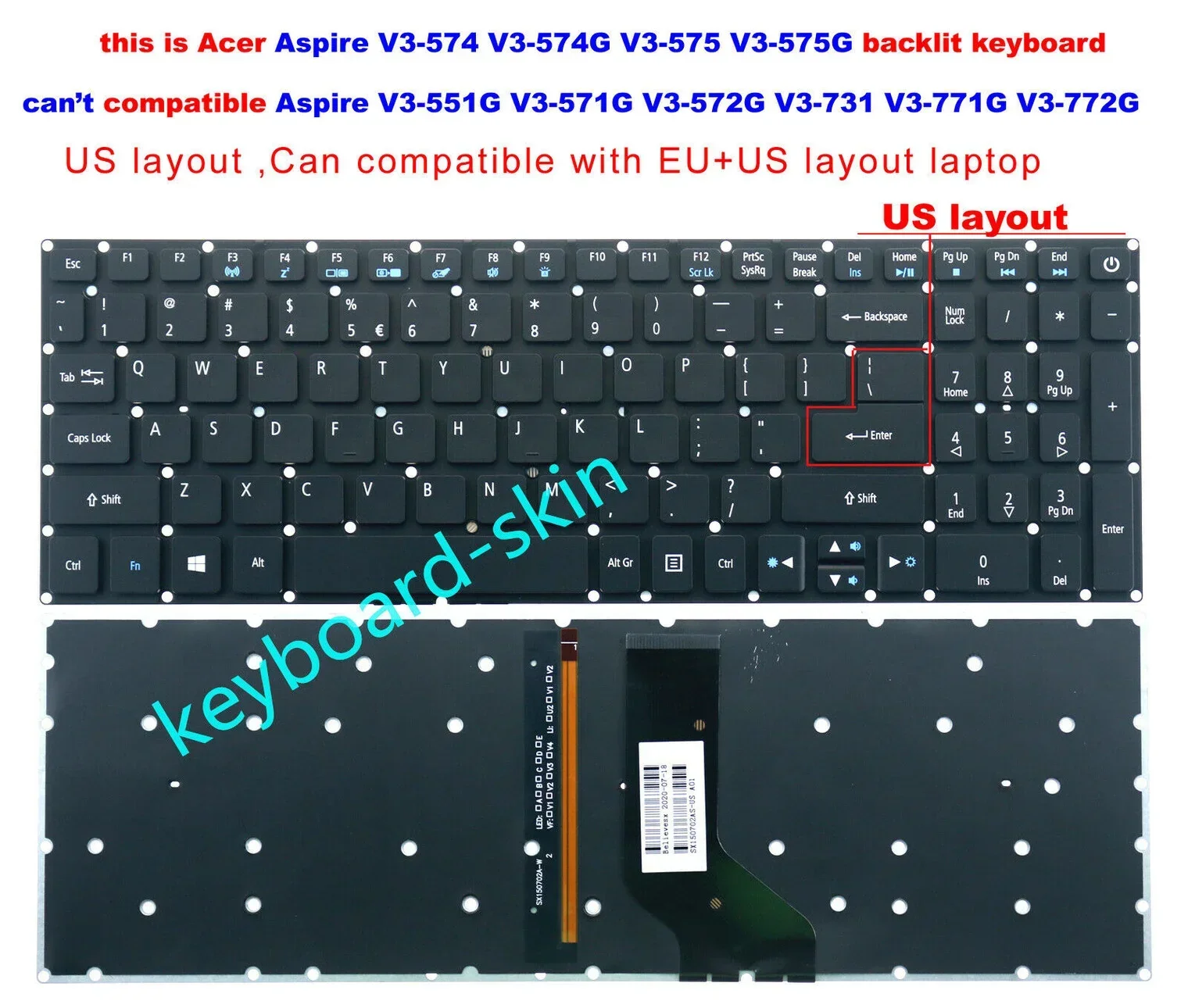 New US with-backlit keyboard For Acer V3-574 V3-574G V3-574T V3-575 V3-575G series laptop
New US with-backlit keyboard For Acer V3-574 V3-574G V3-574T V3-575 V3-575G series laptop
