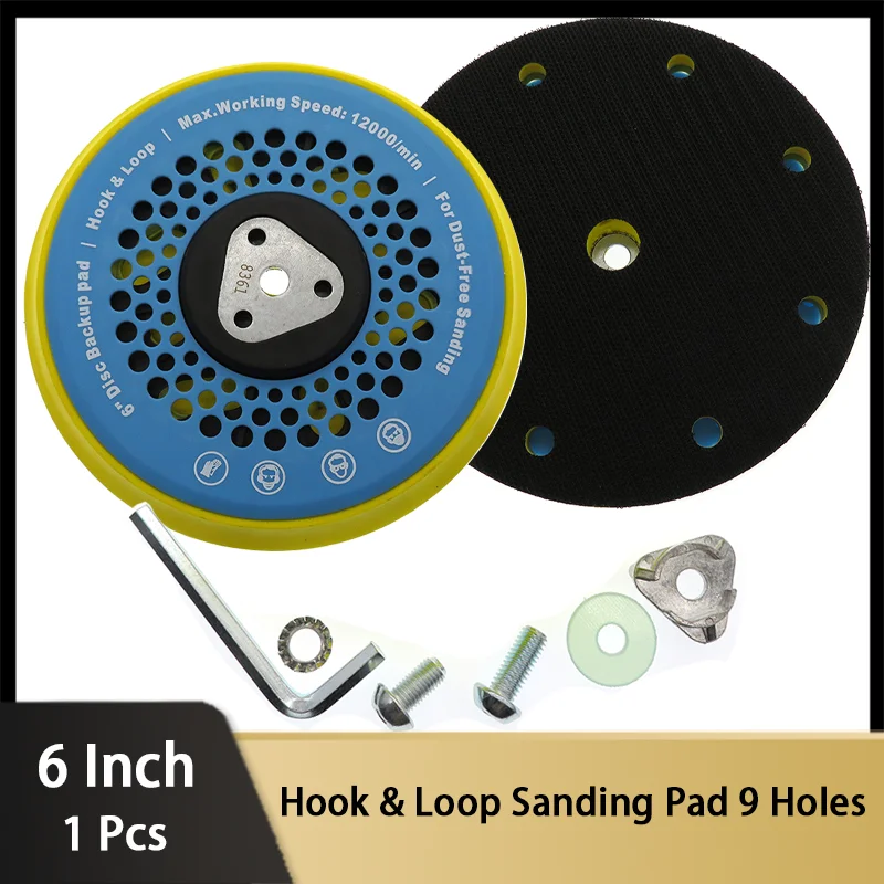 6 Inch 150MM Hook & Loop Sanding Pad 9 Holes Backing Plate Orbital Sander for Grinding Disc Power Tool Accessories
6 Inch 150MM Hook & Loop Sanding Pad 9 Holes Backing Plate Orbital Sander for Grinding Disc Power Tool Accessories