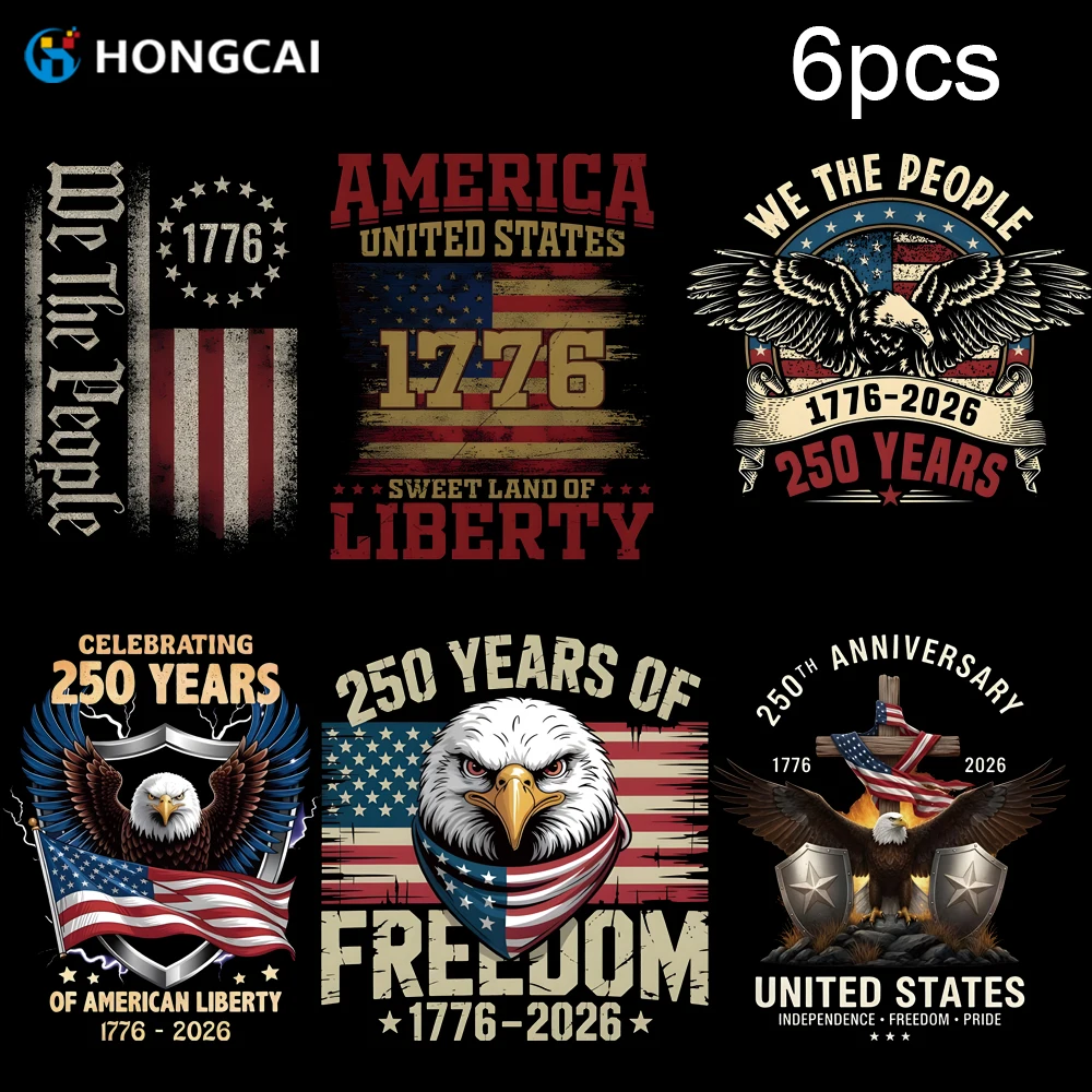 250 Years of Freedom USA Patriotic Heat Transfer Decals 6Pcs Eagle & American Flag Iron on Patches DIY Clothing Accessories
250 Years of Freedom USA Patriotic Heat Transfer Decals 6Pcs Eagle & American Flag Iron on Patches DIY Clothing Accessories