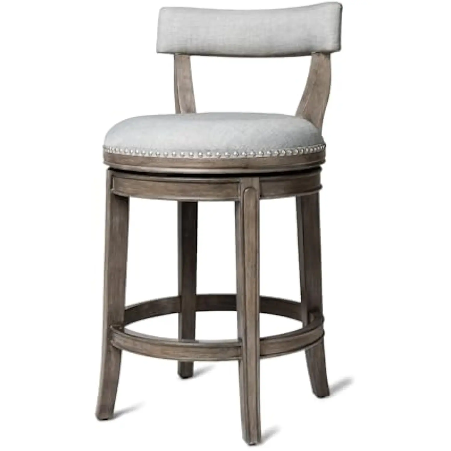 Alexander 26 Inch Tall Counter Height Rotating Low Back Barstool in Reclaimed Oak Finish with Ash Grey Fabric Upholstery Seat
Alexander 26 Inch Tall Counter Height Rotating Low Back Barstool in Reclaimed Oak Finish with Ash Grey Fabric Upholstery Seat