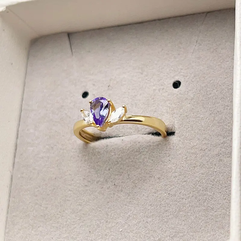 Water Drop 4mm*6mm 0.4ct Natural Tansanite Ring Natural PearTansanite Ring for Women with Certificate 925 Silver Jewelry
Water Drop 4mm*6mm 0.4ct Natural Tansanite Ring Natural PearTansanite Ring for Women with Certificate 925 Silver Jewelry