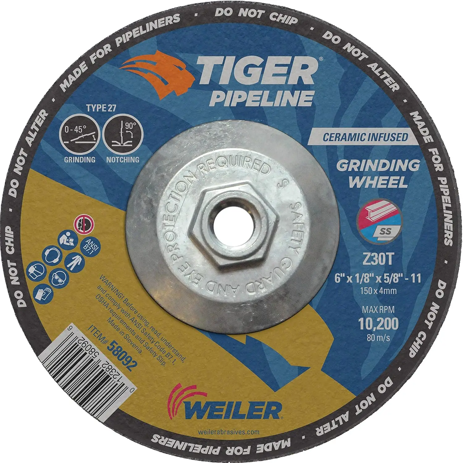 6x1/8 Inch Type 27 Depressed Center Grinding Wheel, 5/8-11 Arbor, 10 Pack
6x1/8 Inch Type 27 Depressed Center Grinding Wheel, 5/8-11 Arbor, 10 Pack