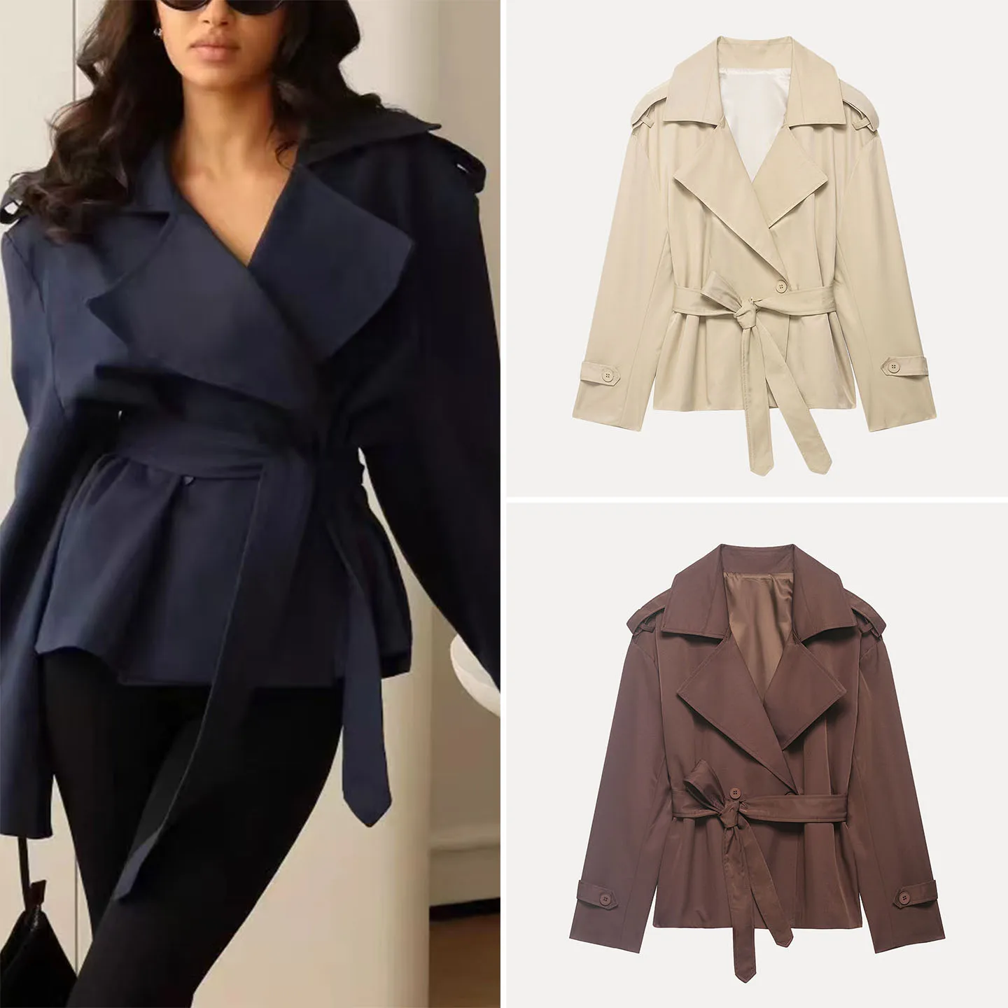 Women's Spring 2026 Short Length Long Sleeve Windbreaker Coat Double Row Button Flip Cover Collar Knot Belted Jacket
Women's Spring 2026 Short Length Long Sleeve Windbreaker Coat Double Row Button Flip Cover Collar Knot Belted Jacket