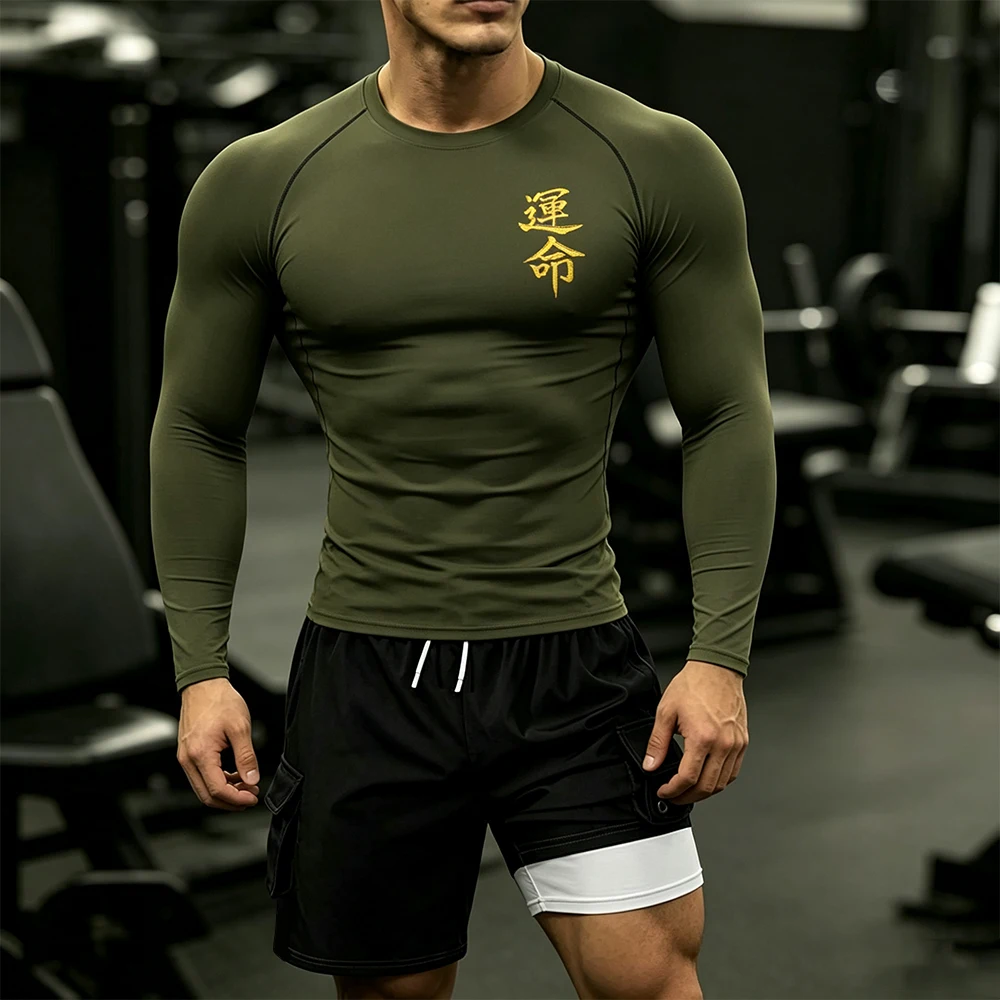 Men Workout Set Compression Long Sleeve Top Double Layer Cargo Shorts Suit Destiny Brush Font Print With Pockets Fitness Outfit
Men Workout Set Compression Long Sleeve Top Double Layer Cargo Shorts Suit Destiny Brush Font Print With Pockets Fitness Outfit